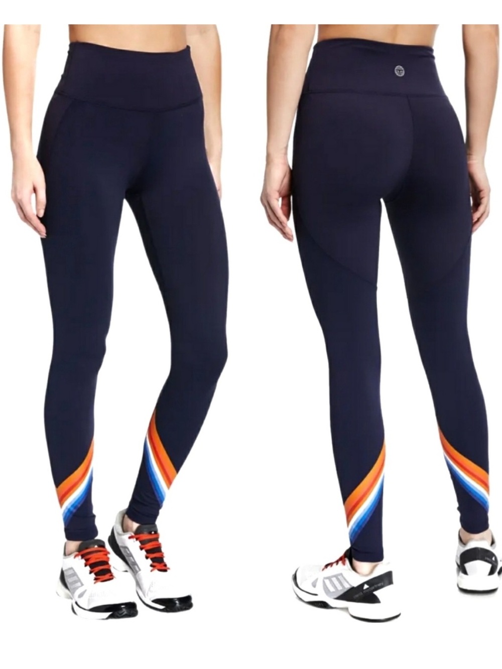 Tory Burch Sport | Navy High-Rise Tempo Chevron 7/8 Leggings Sz XL